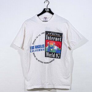 Vtg 1997 Internet World T-Shirt XL | Single Stitch Made in USA Tech Promo